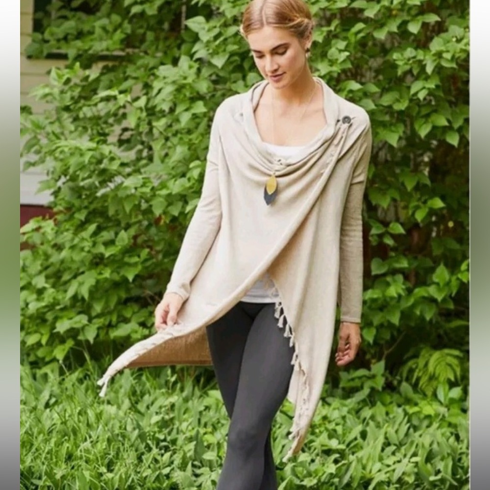 Matilda Jane Come On Over Draped Fringe Trim Cardigan Size Medium